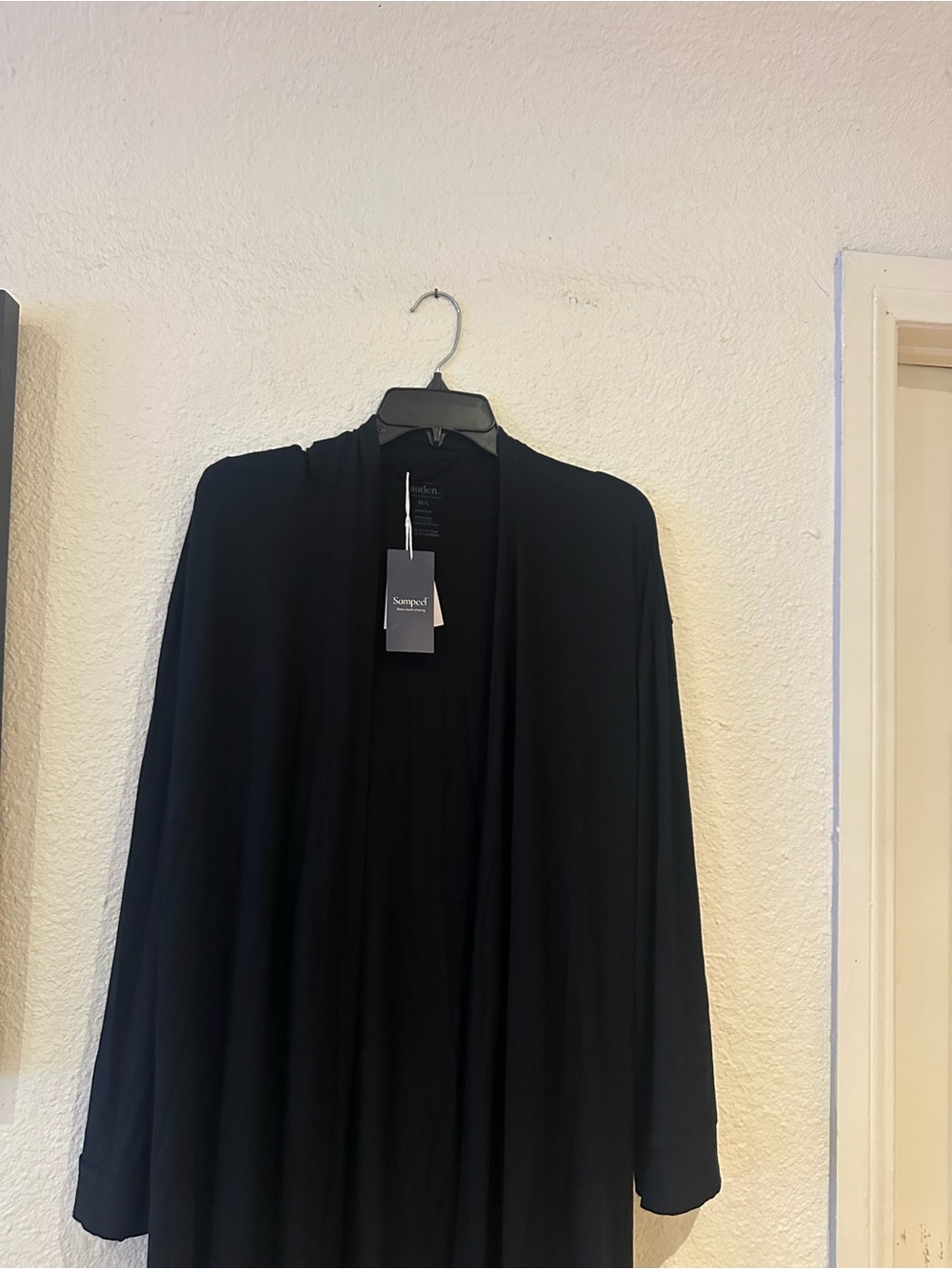 Auden Black Open-Front Draped Robe - Picture 3 of 5